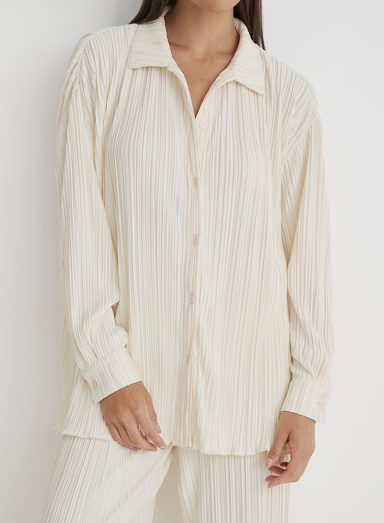 Cream Plisse Shirt